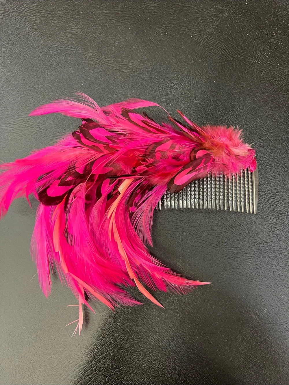 Hot Pink Feather Hair Comb